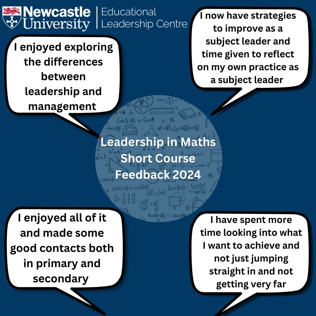⭐ See the fantastic feedback from our participants from the 2024 programme

🤝 Join us for our next Leadership in Maths PDP
📅Thursday 6th February 2025
⏰ 16:00 - 18:00
📍 Newcastle University
💰 £320 pp

Book now 👉 tinyurl.com/2zmv4pk5

#education
#leadership
#pd
#maths