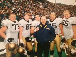 Coach Joe Moore and his offensive line (5 performing as 1).
☘️ 🏈 🌳