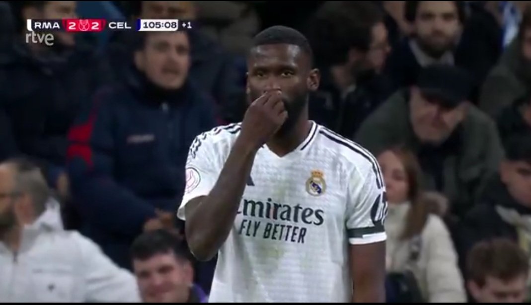 <a href="/TotalLamine/">TL</a> Rüdiger's face after that Real Madrid masterclass robbery against Celta Vigo when even he can’t believe they got away with it. VAR really stands for ‘Victory Always for Real. 🤡