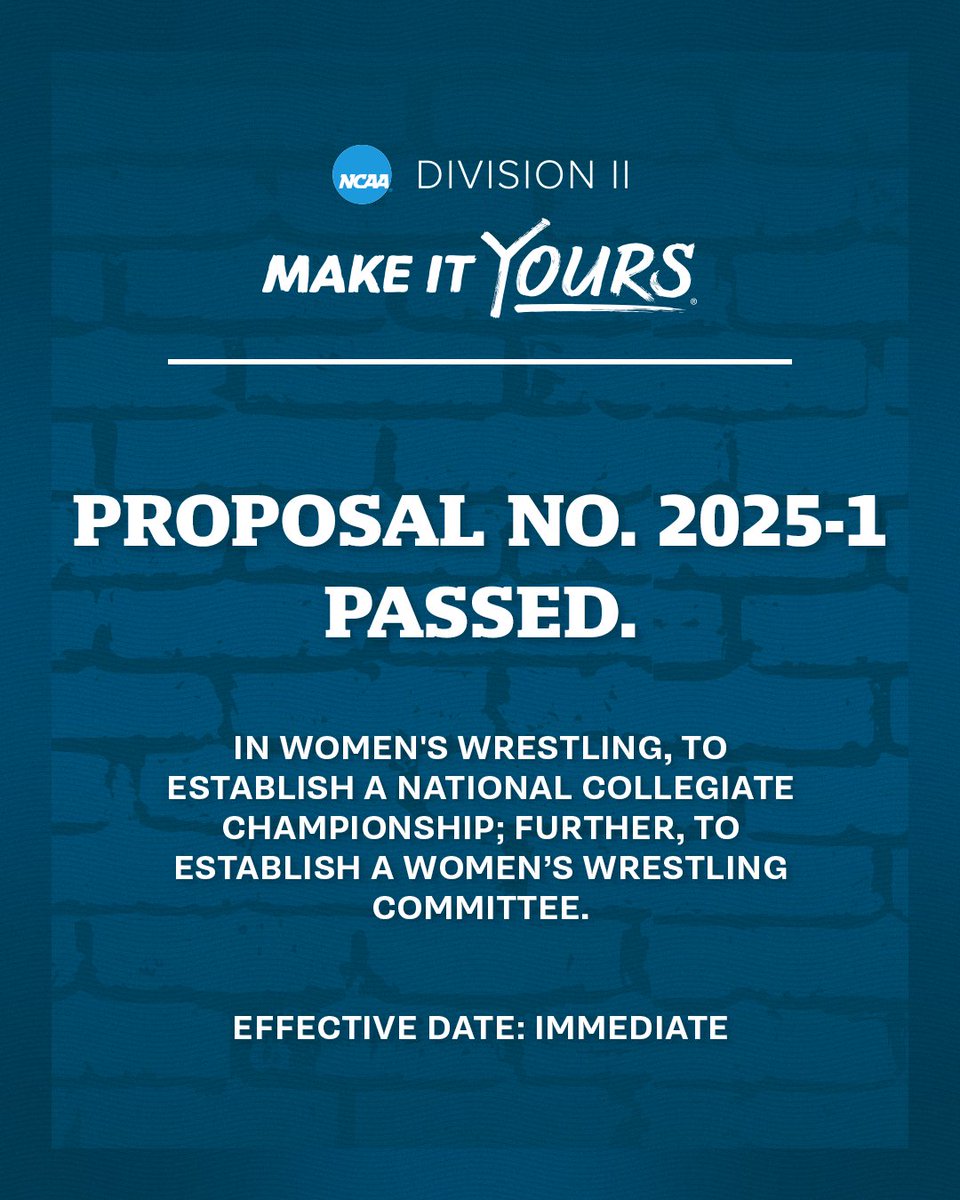 NCAADII's tweet photo. Proposal No. 2025-1: Passed.

#MakeItYours | #NCAA https://t.co/GqL6BF8Tk7