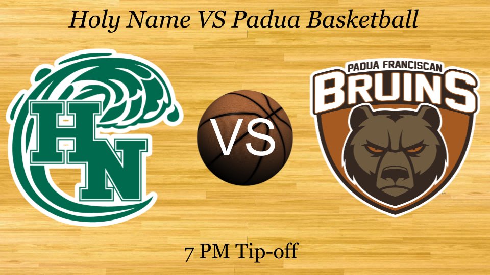 Holy Name (7-6) travels to Padua (7-5) Last year the Girls had a thrilling 50-49 win over Padua you can watch that game her youtube.com/live/WHh6aNhcE…. Live coverage will begin around 6:30 PM Tip-off set at 7:00 PM with Mike Oleksik con the call watch it on HolyNameAthletics Youtube