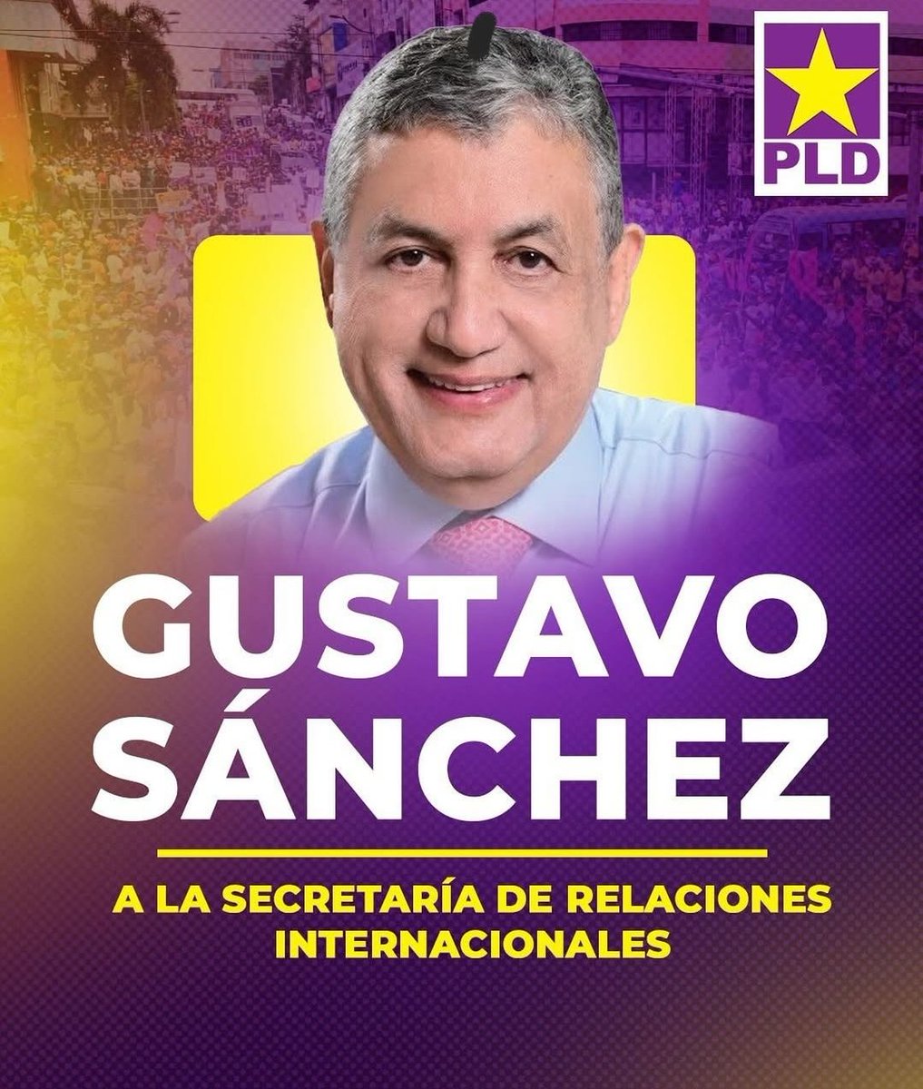 Por su hoja de servicio inmaculada dentro de la camara de diputados y como vocero histórico del bloque del #PLD GUSTAVO SANCHEZ ha la secretaria de relaciones internacionales.

<a href="/PLDenlinea/">PLD</a> CRÈCE Y SE FORTALECE.

Por una secretaria acordé a los tiempos.
<a href="/DaniloMedina/">Danilo Medina</a>