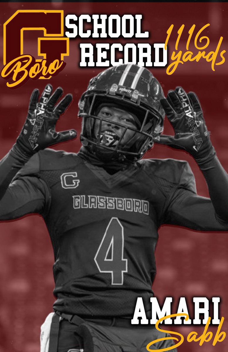 Glassboro High Football (@glassborohighfb) on Twitter photo Congrats <a href="/AmariSabb/">Amari Sabb</a> on setting school single season receiving yards record Congrats <a href="/AmariSabb/">Amari Sabb</a> on setting school single season receiving yards record