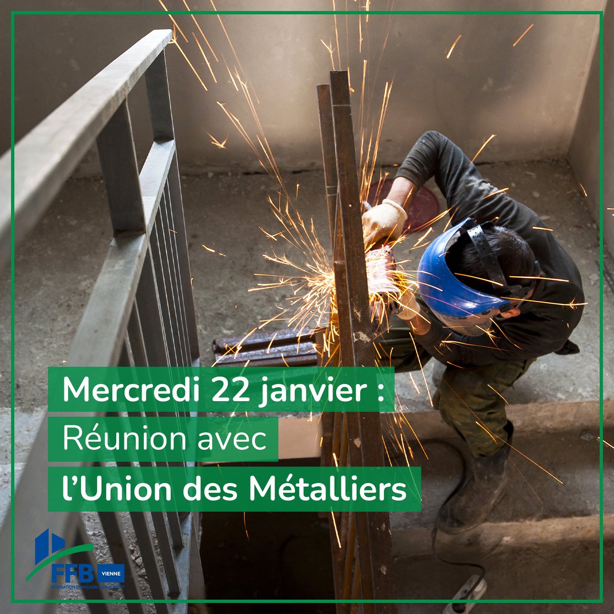 Réunion Métier  à ne pas manquer !
- Le 22 janvier
- À partir de 10h30
- Dans les locaux de la FFB 86
Avec l’intervention de :
Mathieu Queiros, Responsable Métier, Union des métalliers
Rejoignez-nous pour échanger et vous informer !

#ffb #ffb86 #btp #réunionmétiers #metallerie