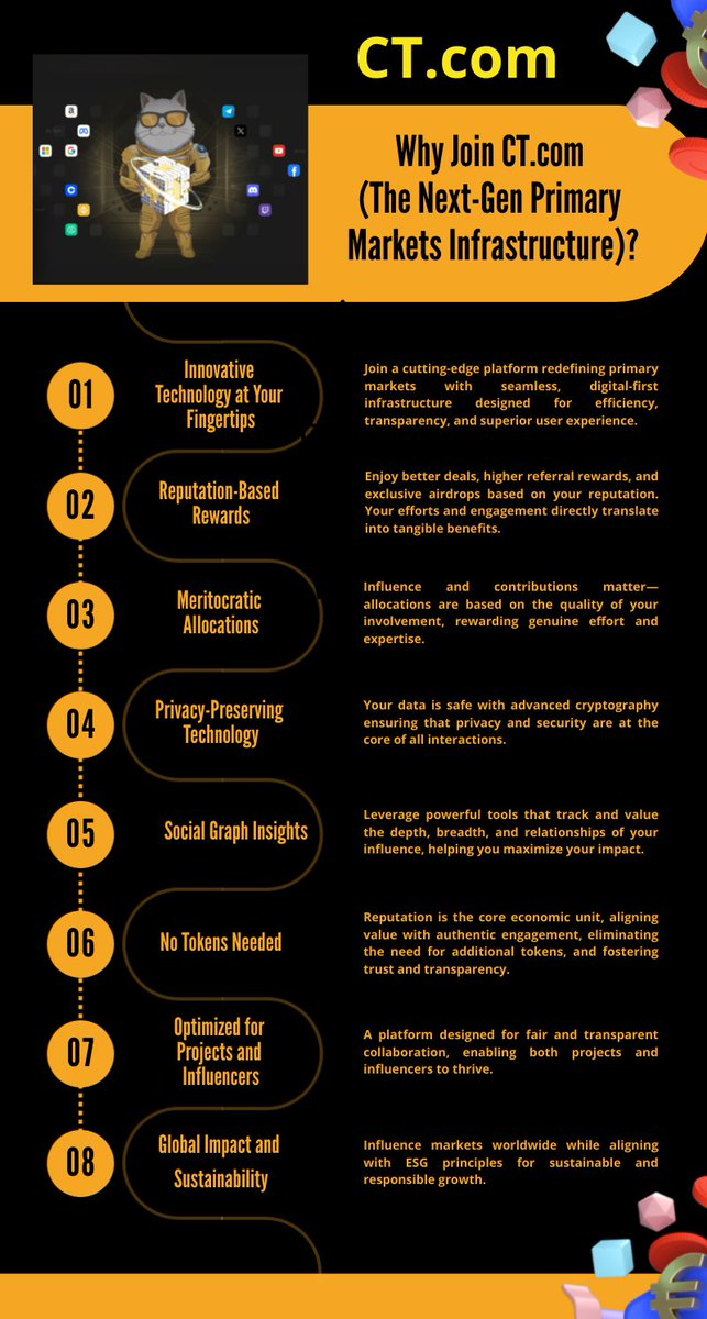 vkovzalenko's tweet photo. Revolutionizing primary markets with transparency, fairness, and innovation. 🚀

🌟 Reputation-Based Rewards
🌟 Meritocratic Allocations
🌟 Privacy-Preserving Tech
🌟 No Tokens Needed
The future is here—are you ready to #JoinCT?

#Innovation #Blockchain #Finance
@ct_com_pad @GalacticaNet