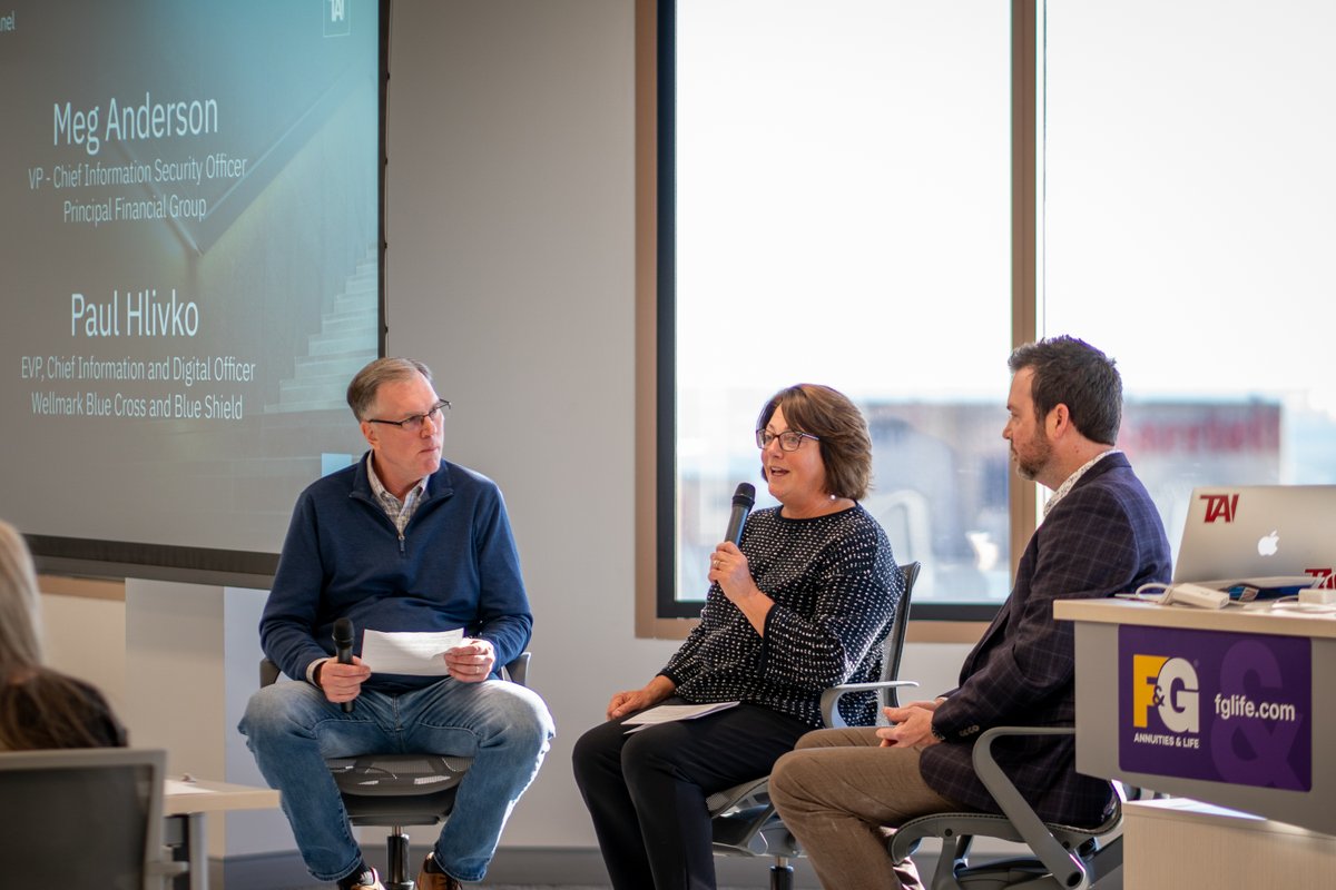 TechnologyIowa's tweet photo. The fourth cohort of ITLI launched this week in DSM focused on executive presence, with engaging discussions from leader Dave Tucker @nextlevelvc and panelists Meg Anderson @principal & Paul Hlivko @WellmarkBCBS.
Thanks to @fg_life for hosting & @principal for supporting.
#ITLI https://t.co/28wCFBGyHr