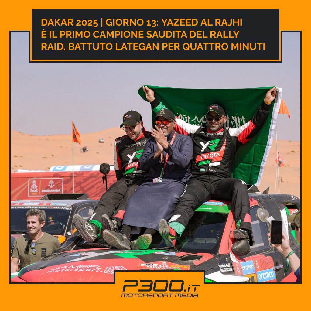 P300it's tweet photo. Dakar 2025 - Giorno 13: Yazeed Al Rajhi è il primo campione saudita del rally raid. Battuto Lategan per quattro minuti
di Marco Colletta
#p300it #Dakar2025 #Dakar #RallyDakar #YazeedAlRajhi #AlRajhi #ToyotaOverdrive #OverdriveRacing #Giorno13
Leggi l'articolo sul nostro sito. https://t.co/TGsLud6WFl