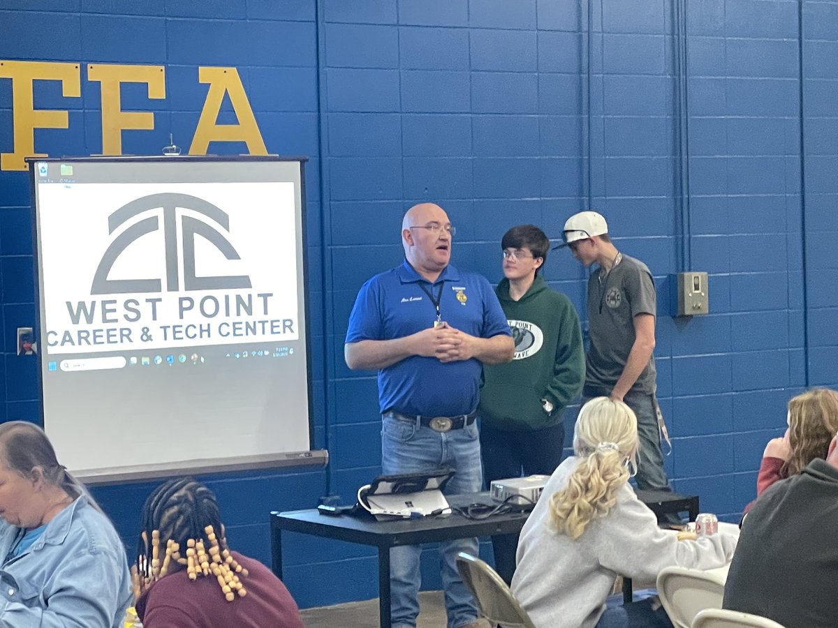 WestPointCTC's tweet photo. Our #FFA hosted the Clay County Cattlemen for their monthly meeting last night. They talked about our Ag class and @NationalFFA program. They also heard from the local USDA NRCS Conservationist. #WPCTC #WPCSD #CTE #PulseDocumentation #TooMuchPoint https://t.co/UsEEmOrXw2