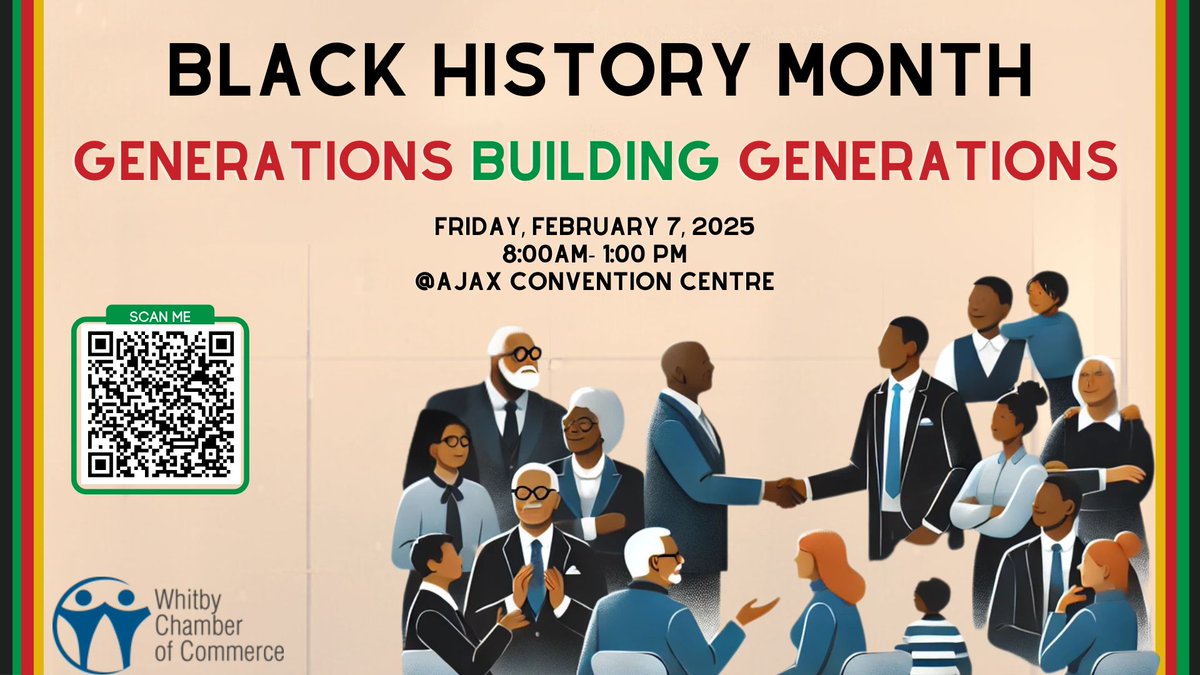 Whitby Economic Development (@whitbyecdev) on Twitter photo Three weeks to go until the <a href="/WhitbyChamber/">Whitby Chamber</a>'s Black History Month event! Don't miss this inspiring day of celebrating the incredible contributions of Black businesses to the Durham Region.
📆 February 7, 8:00 a.m. - 1:00 p.m.
📍 Ajax Convention Centre
🔗 tinyurl.com/4v44j6kk Three weeks to go until the <a href="/WhitbyChamber/">Whitby Chamber</a>'s Black History Month event! Don't miss this inspiring day of celebrating the incredible contributions of Black businesses to the Durham Region.
📆 February 7, 8:00 a.m. - 1:00 p.m.
📍 Ajax Convention Centre
🔗 tinyurl.com/4v44j6kk