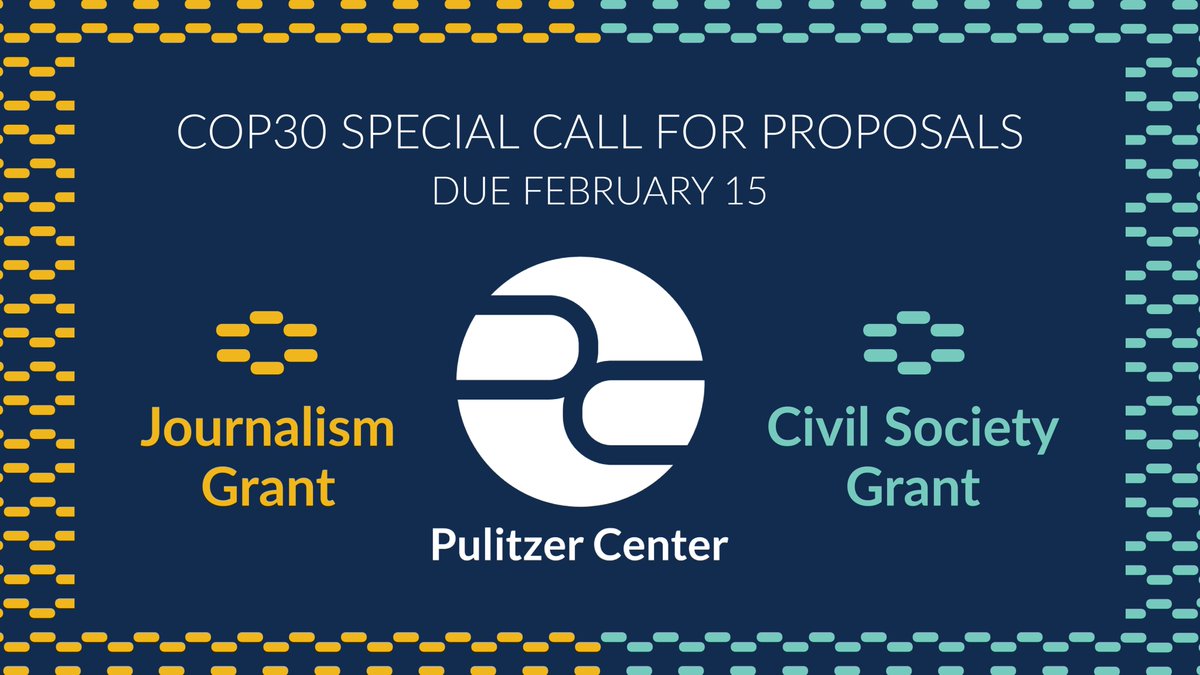 Call for Apps!
The Pulitzer Center is opening a special grant to support civil society initiatives on climate change and governance issues.

We aim to enrich the conversation on these critical topics around the #COP30.
👉 bit.ly/4gUVGNZ