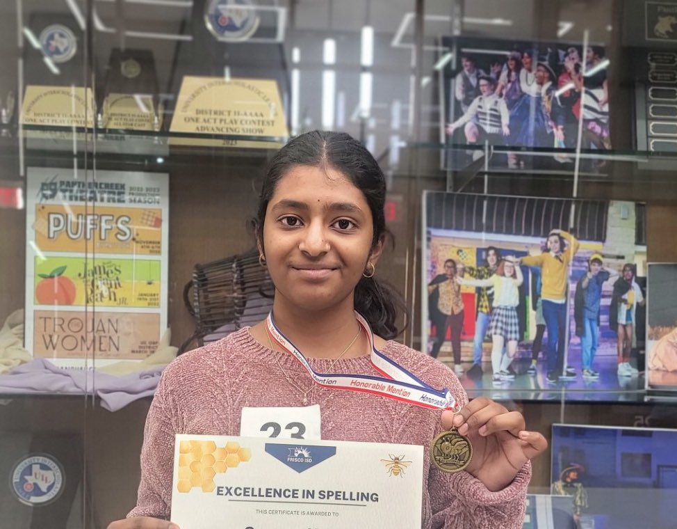MausMS's tweet photo. Saranya placed in the Top 6 in the FISD Spelling Bee!! Collin County Bee up next!!!
Way to Go!!
#Going4Gold #Mausome https://t.co/9F3HKAfp5h