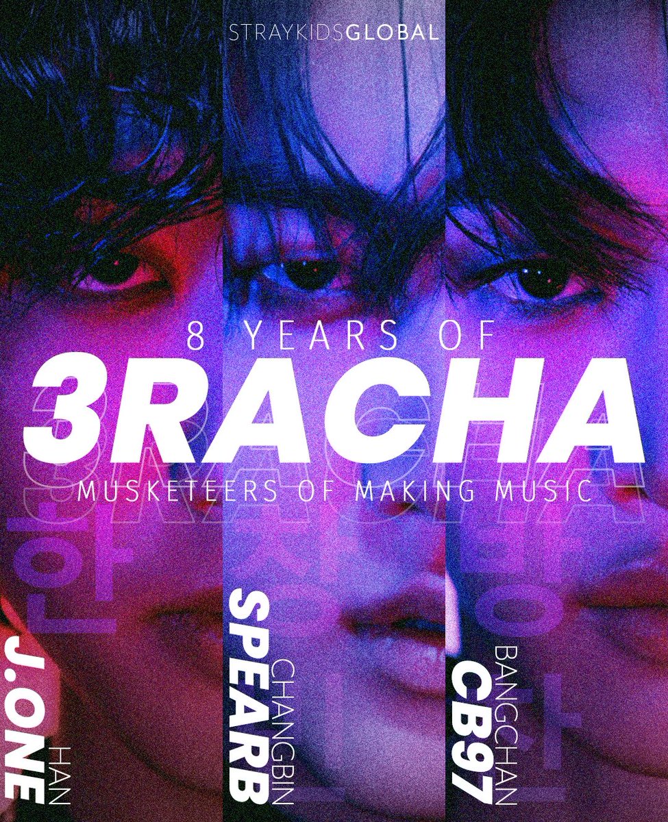 Happy anniversary, 3RACHA! 🎉

THREE MINDS ONE VISION 3RACHA
#3RACHA8thAnniversary 
#3RACHA_8년의_무한한_리듬여행 
#Happy8YearsWith3RACHA

<a href="/Stray_Kids/">Stray Kids</a> #StrayKids