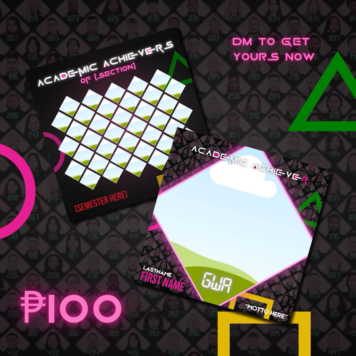 FOR SALE SQUID GAME-THEMED PUBMATS FOR ACADEMIC ACHIEVER POSTING! ✨🦑

🌸100 pesos only
🌸MOP : GCASH

t. wts wtb lfs lfb lf ph prem ph buyer client commissioner cheap blooms