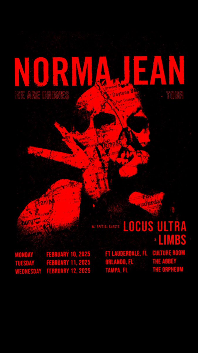 We’re playing some dope ass shows with <a href="/NormaJeanBand/">The Almighty Norma Jean</a> and Locus Ultra next month in Florida. Tickets are ON SALE NOW. Let’s go! 

whoislimbs.com