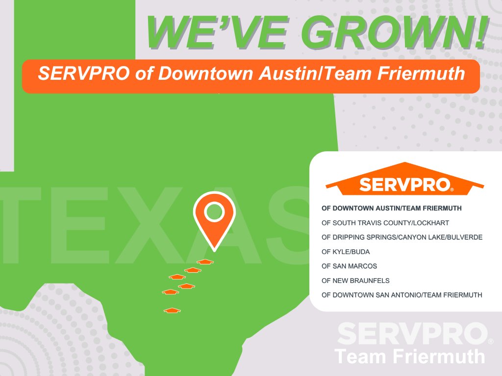 Howdy, Downtown Austin! We’re proud to serve the heart of Texas, from the Alamo City to the Live Music Capital of the World and every community in between - SERVPRO Team Friermuth is here to help.