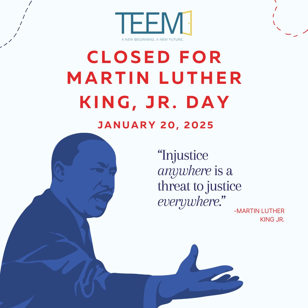 teemokc's tweet photo. We will be closed on January 20, in observance of Martin Luther King Jr. Day. This day honors the life and legacy of Dr. King, a leader in the civil rights movement who championed justice, equality, and nonviolence. His powerful message continues to inspire positive change today https://t.co/L3lNfj7ZBp