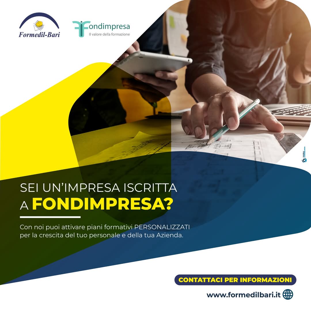 🏗 Sei un’impresa Iscritta a Fondimpresa?  Con noi puoi attivare piani formativi PERSONALIZZATI per la crescita del tuo personale e della tua Azienda. L’iscrizione al fondo è GRATUITA! 
Contattaci per maggiori informazioni 

fondimpresa.it