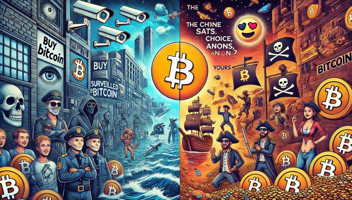 sazmining's tweet image. Buy surveilled #Bitcoin or mine wild sats?

🚨 vs. 🏴‍☠️

The choice is yours, anon.