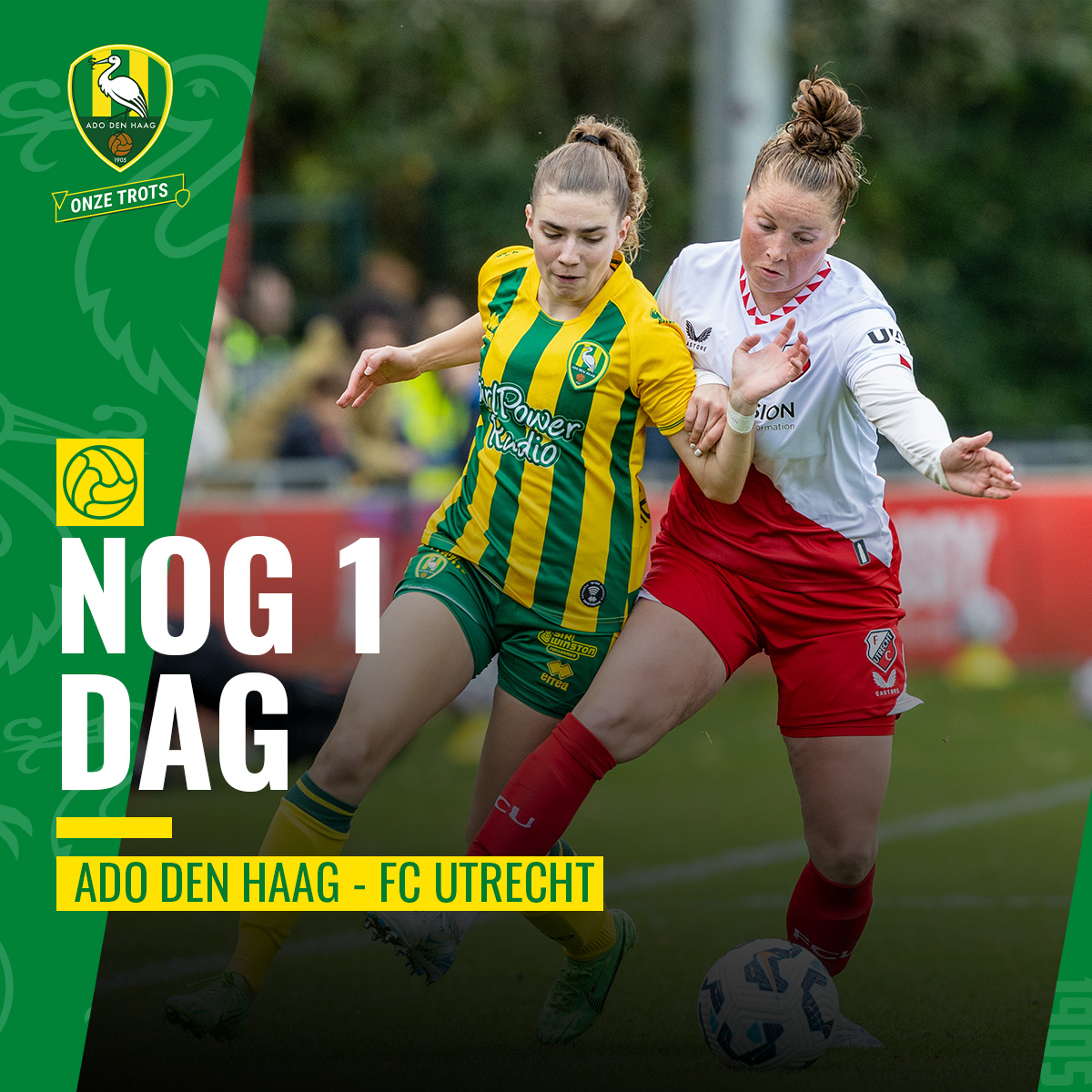 ADODHVrouwen's tweet photo. Morgen is het zover! Ben jij er ook bij?🔰

ℹ️ Zowel voorafgaand als na afloop van de wedstrijd wordt het entertainment in de Bingoal Lounge wederom verzorgd door @GirlPower_Radio. 

#ADOfcu https://t.co/vASXiCpk8d