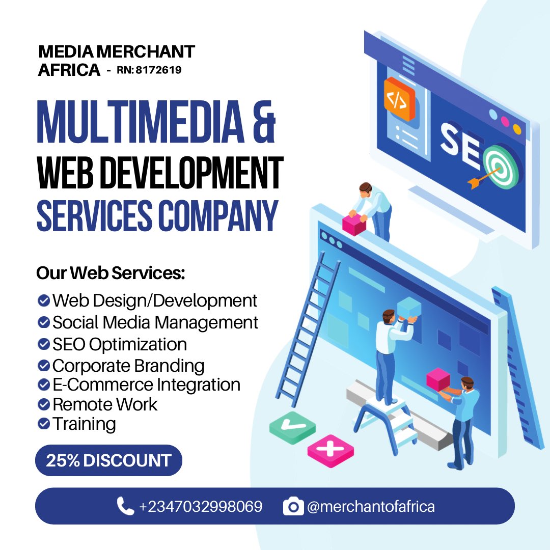 MerchantAfrica's tweet photo. You need a great and affordable website anywhere around the Globe. We have proven track records. Call us 📱+2347032998069.

#website #designer #builder #remotejob #socialmedia #web #developer #webdeveloper #socialmediamanager #socialmediamarketing https://t.co/dhs7TiIP8Y
