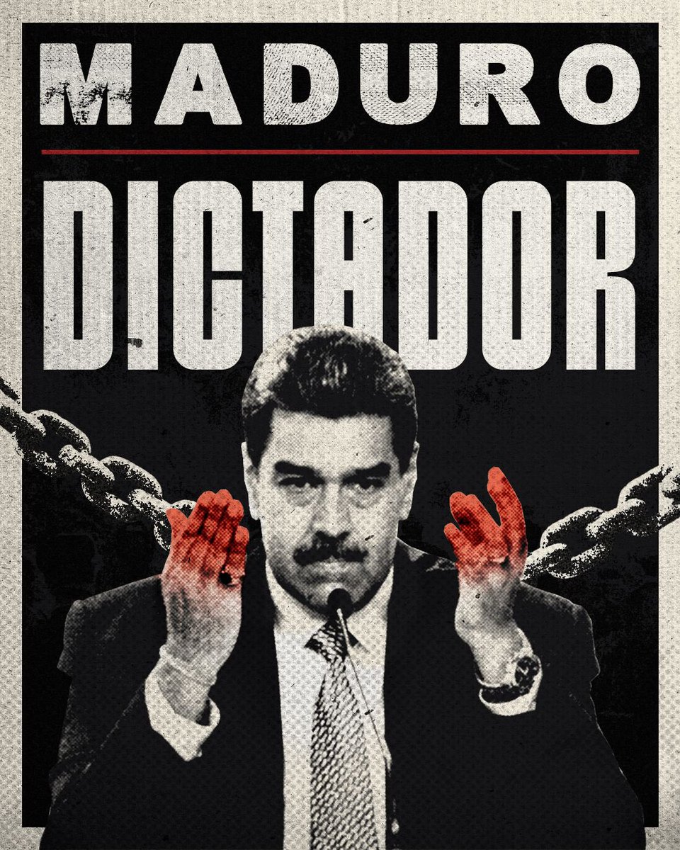 Sus manos están llenas de sangre. 

Maduro: dictador, criminal y violador de ddhh. 

#MaduroViolaDDHH