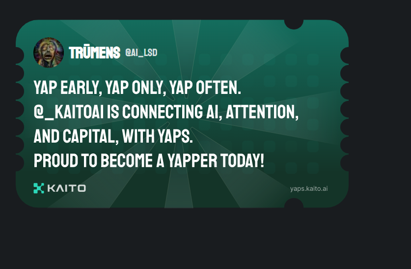 AI_LSD's tweet photo. I can proudly say I'm a yapper. Kaito. Here I come! https://t.co/ZyAUuX9M7X