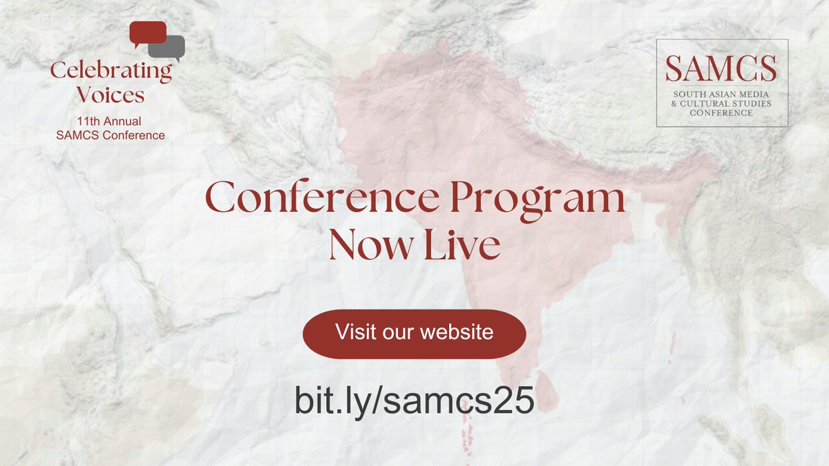 We’re thrilled to announce that the official #samcs25 conference program  is now LIVE! 🌟

Visit our website: 
👉 bit.ly/samcs25

#samcs25 #celebratingvoices #southasia #conferenceprogram #conferencealerts