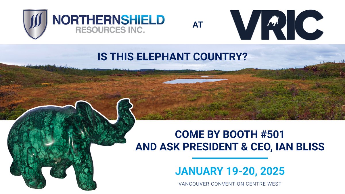 NorthernShield's tweet image. Northern Shield Resources will be at @JayMartinBC's VRIC in Vancouver, BC next week from Jan 19-20 2025. Come by booth #501 to meet CEO Ian Bliss and learn more about the opportunity.