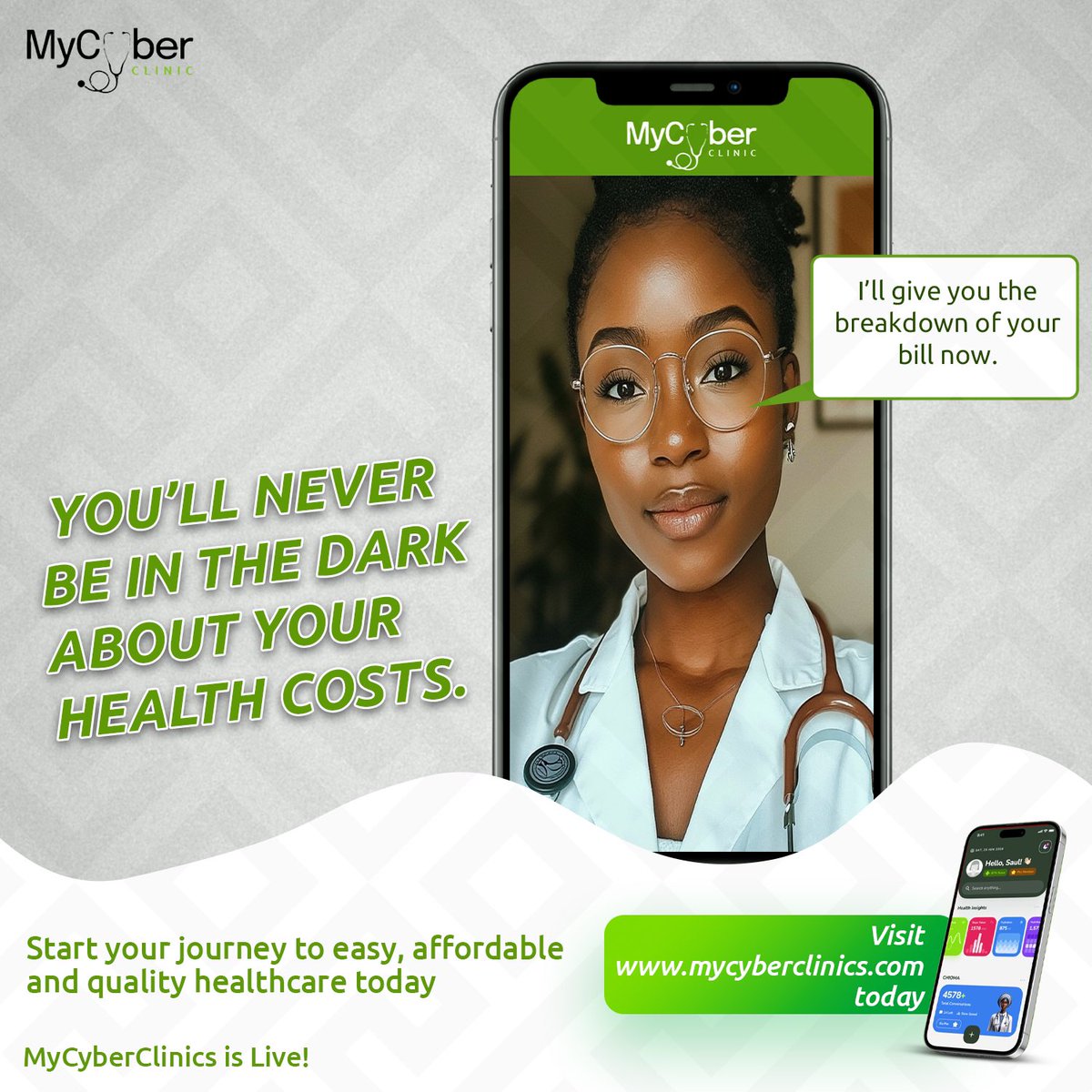 mycyberclinics's tweet photo. Enjoy simple and clear upfront billing for your care with no hidden fees! 💡 Take control of your healthcare costs and begin your journey with MyCyberClinics for affordable, quality care.
👉 Just visit https://t.co/QW8SVjeFog
#TransparentHealthcare #MyCyberClinic https://t.co/JNJrM8E08F