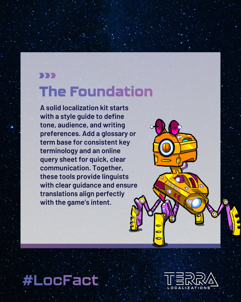 Terra_Loc's tweet image. 🎮 What’s the secret to flawless #GameLocalization?

It starts with the ultimate #Lockit! In today’s #LocFact, we’re sharing the essential components every game developer should include in their kit to ensure cultural accuracy, seamless translation, and global success.