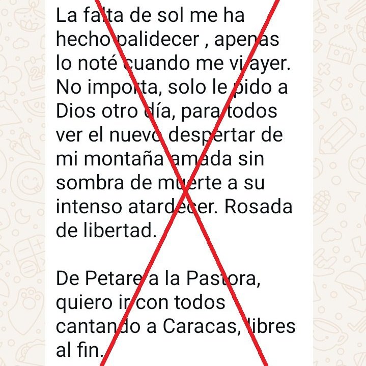 EsPaja (@espajave) on Twitter photo #17Ene⚠️ María Corina Machado no es la autora del texto viral "Confesiones desde la moto", según confirmó <a href="/ConVzlaComando/">Comando ConVzla</a> a @EsPajaVE.
El supuesto testimonio que rueda por #WhatsApp y aparentemente retrata las emociones de María Corina Machado el #9Ene, tras meses en la #17Ene⚠️ María Corina Machado no es la autora del texto viral "Confesiones desde la moto", según confirmó <a href="/ConVzlaComando/">Comando ConVzla</a> a @EsPajaVE.
El supuesto testimonio que rueda por #WhatsApp y aparentemente retrata las emociones de María Corina Machado el #9Ene, tras meses en la
