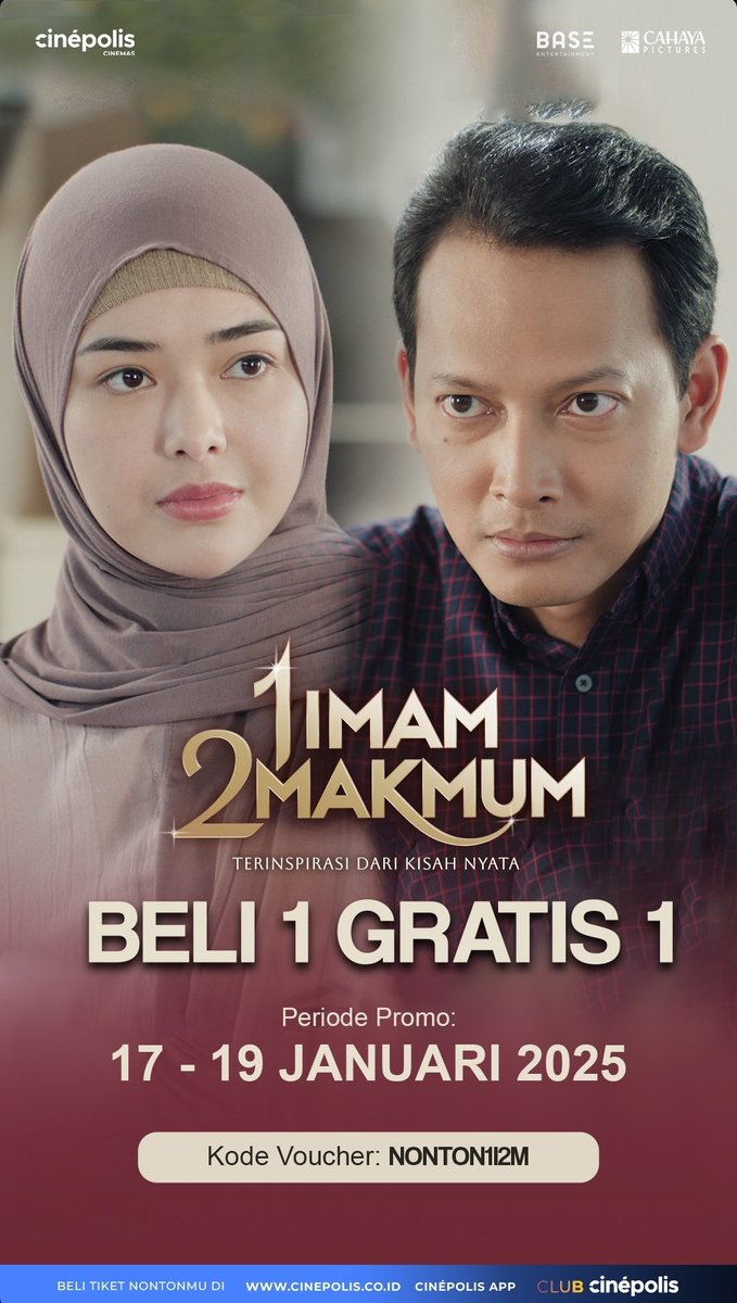 promoin_n's tweet photo. PROMO NONTON CINEPOLIS NIHH

CATET AJA TANGGAL NYA 

📽 1 Iman 2 Makmum (17-19 Januari)
📽 EVA Pendakian Terakhir (17-19 Januari)
📽 Sebelum 7 Hari (17-22 Januari) https://t.co/pH0Rc3hlAu