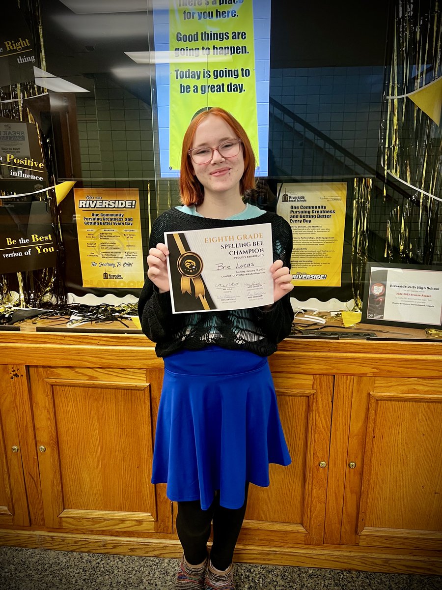 RLSD_Beavers's tweet photo. LaMuth 6th Grade: Stephen Horvath (Larimar Shrestha)
LaMuth 7th Grade: Amelia Greig (Sydney Dent-Buckels)
Campus 8th Grade: Brie Lucas (Grayson Koprivna)

The winner of the District Spelling Bee will represent Riverside at the County Spelling Bee on Feb. 3 at Lake Erie College. https://t.co/JYLzSpu9ks