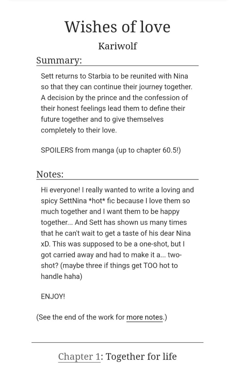 Alma_en442's tweet photo. Hi! ✨✨ Long time no see 🤭

I'm back to deliver the first chapter (of two...?) from this loving (ahem, and hot) SettNina fic 🔥❤️✨

"Wishes of Love"

🇺🇸 ENG https://t.co/Tp9g9SSxEI
🇪🇸 SPA https://t.co/QrST1nqKyo

#Ninathestarrybride
#星降る王国のニナ  #星ニナ  #セトニナ https://t.co/KsOgx3JQTG