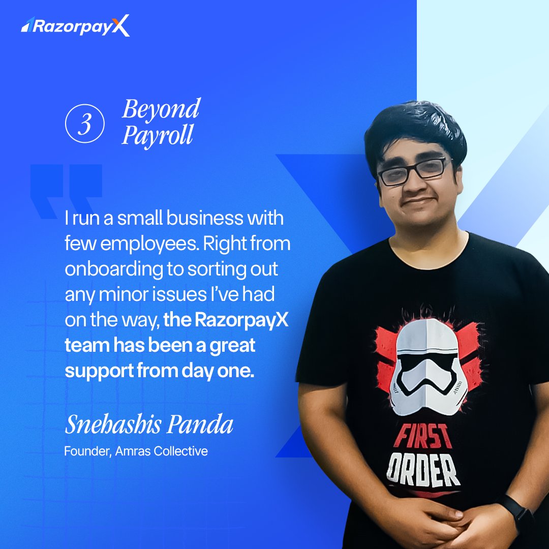 Made it to their good books 📚 💪🏻
Hear from our valued clients, how they transformed their payroll management with RazorpayX.

✅  Seamless onboarding and dedicated support
✅ Automated salary disbursals and deductions
✅ Intuitive dashboard with reports and analytics

Ready to