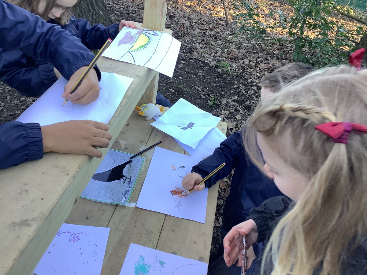 Stradforest's tweet photo. The year 2 children enjoyed looking for signs of birds this week in Forest school. They worked together to make nests and  some children created lovely art work of different birds 🕊️🪹🦉@Stradbrokepri https://t.co/JV0Q1xYvaI