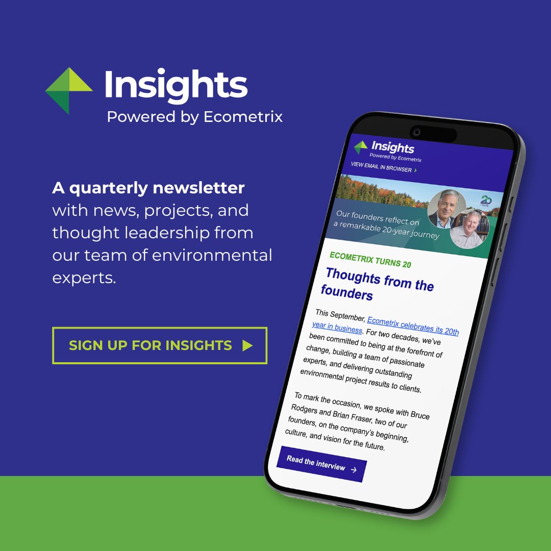 Want to explore how hydrodynamic modelling is helping the mining industry? Want to learn how we’re elevating environmental data? The Insights newsletter is the easiest way to get the latest from our team of experts.  
 
Sign up today.  

ecometrix.ca/subscribe