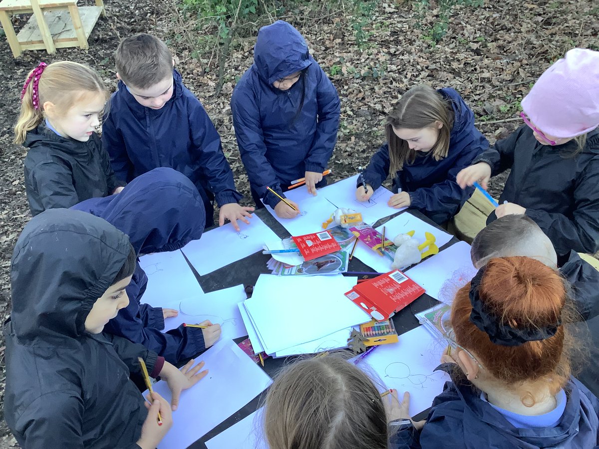 Stradforest's tweet photo. The year 2 children enjoyed looking for signs of birds this week in Forest school. They worked together to make nests and  some children created lovely art work of different birds 🕊️🪹🦉@Stradbrokepri https://t.co/JV0Q1xYvaI