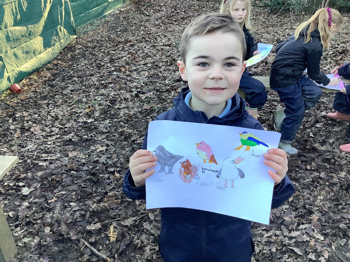 The year 2 children enjoyed looking for signs of birds this week in Forest school. They worked together to make nests and  some children created lovely art work of different birds 🕊️🪹🦉@Stradbrokepri