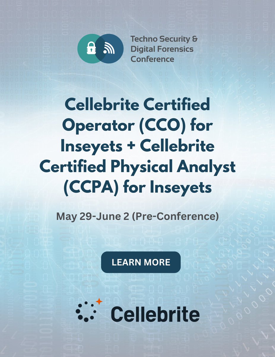technosecurity's tweet photo. Enhance Your Conference Experience✨
Register to attend Pre-Conference Classes in the days prior to #TechnoSecurity East in Wilmington!

#DigitalForensics #ConferenceTraining #AXIOM #Inseyets #Graykey #lawenforcement https://t.co/zvAv1XYCFh
