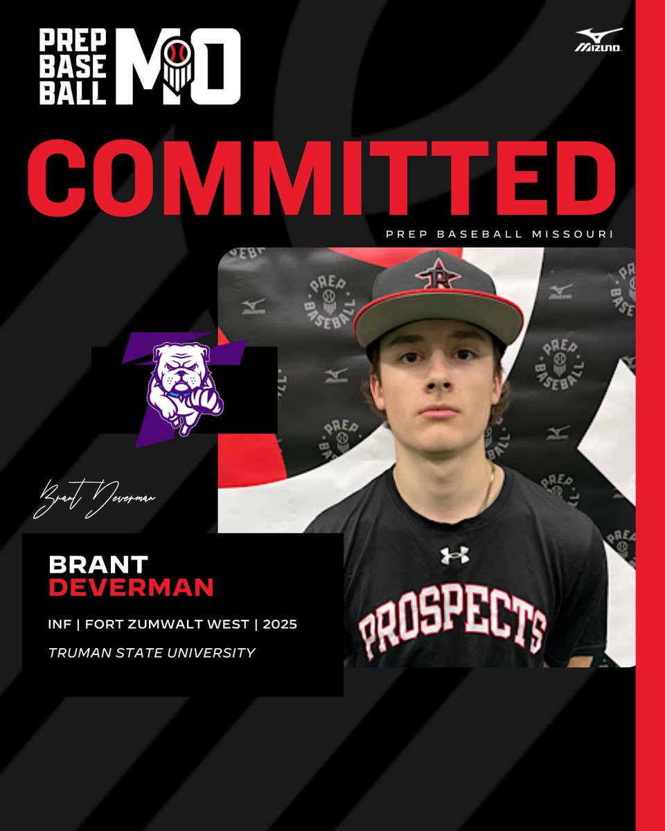 PrepBaseballMO's tweet photo. INF Brant Deverman (Fort Zumwalt West, 2025) commits to Truman State University

👤: https://t.co/Bxg4EG9IuH

@BrantDeverman6 // @fzwbaseball // @TrumanBaseball https://t.co/e4bPpVWLR5