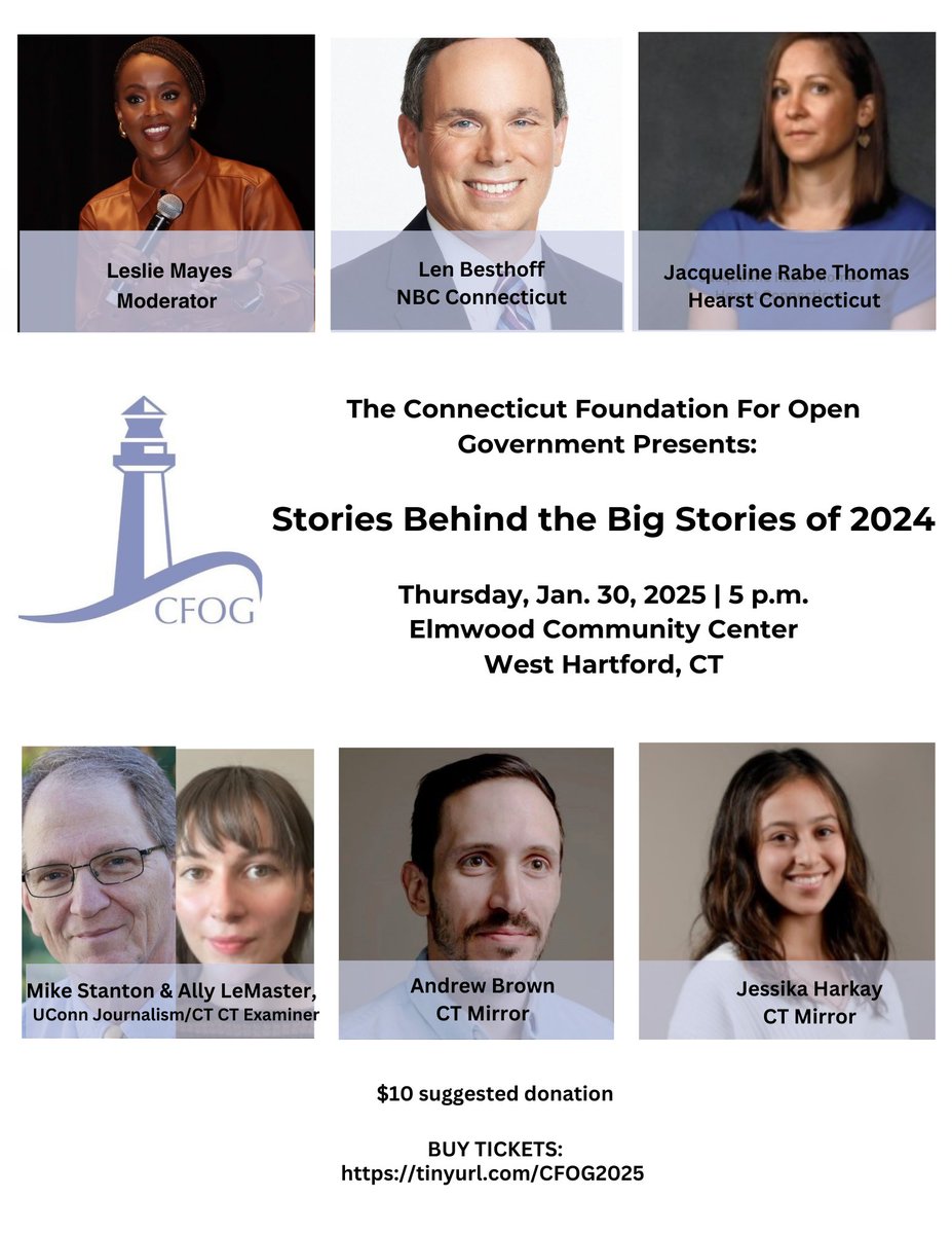 CFOG (@ctfog) on Twitter photo It's CFOG's mission to provide opportunities for high school and college students to explore the role of open and transparent government in our democracy.
DM <a href="/FarrishKate/">Kate Farrish</a> if you're a professor/teacher who knows students to attend through donated tickets from CFOG board members It's CFOG's mission to provide opportunities for high school and college students to explore the role of open and transparent government in our democracy.
DM <a href="/FarrishKate/">Kate Farrish</a> if you're a professor/teacher who knows students to attend through donated tickets from CFOG board members