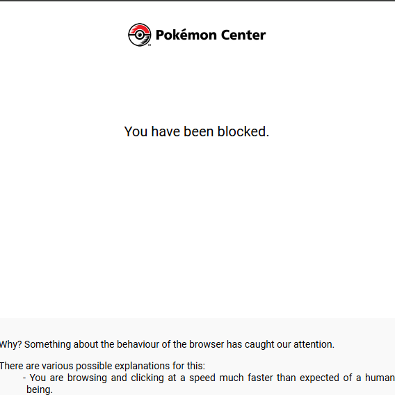 Hitting f5 too often is bot behavior, as determined by pokebots. Why don't they have a queue for this? #PrismaticEvolutions
