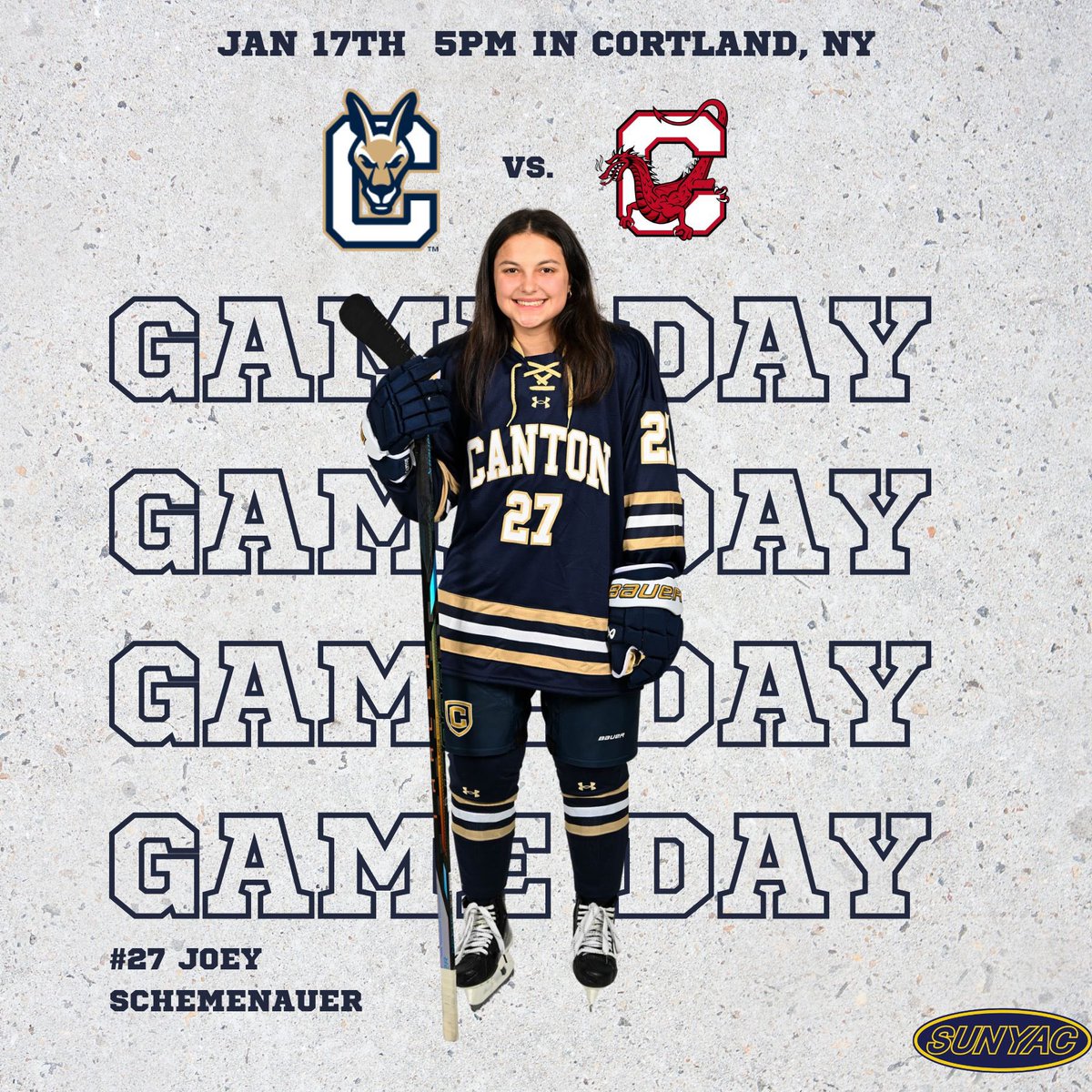 On the road again!

🆚 SUNY Cortland
⏱️ 5:00 PM 
📍Almuni Arena - Cortland, NY