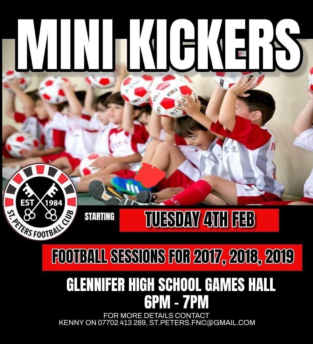 Our mini kickers is ready to relaunch starting Tuesday the 4th of February, we are open for all kids born in 2017, 2018 &amp; 2019.

We will be training at Glennifer High School inside the games hall, all coaches are PVG vetted and fully qualified.