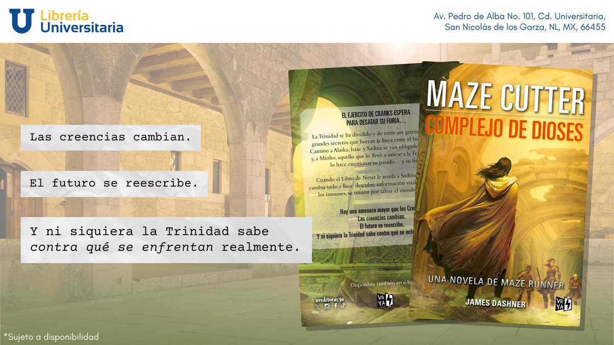 LibreriaUANL's tweet image. Isaac, Sadina y Minho se enfrentan a nuevas amenazas ¿Podrán restaurar el orden? 🤔
#MazeCutter #LibreriaUniversitaria #Libros #Ficcion #Novela #Juvenil #UANL #JamesDashner