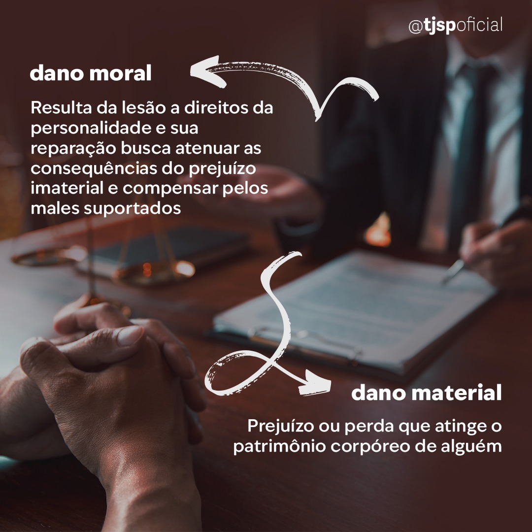 TJSPoficial's tweet photo. Você sabe a diferença entre dano moral e dano material? #GlossárioJurídico #DanoMoral #DanoMaterial #TJSPPorPessoas #TJSPParaPessoas #RedesSociais #SocialMedia #MídiasSociais https://t.co/nlJRyLE19s