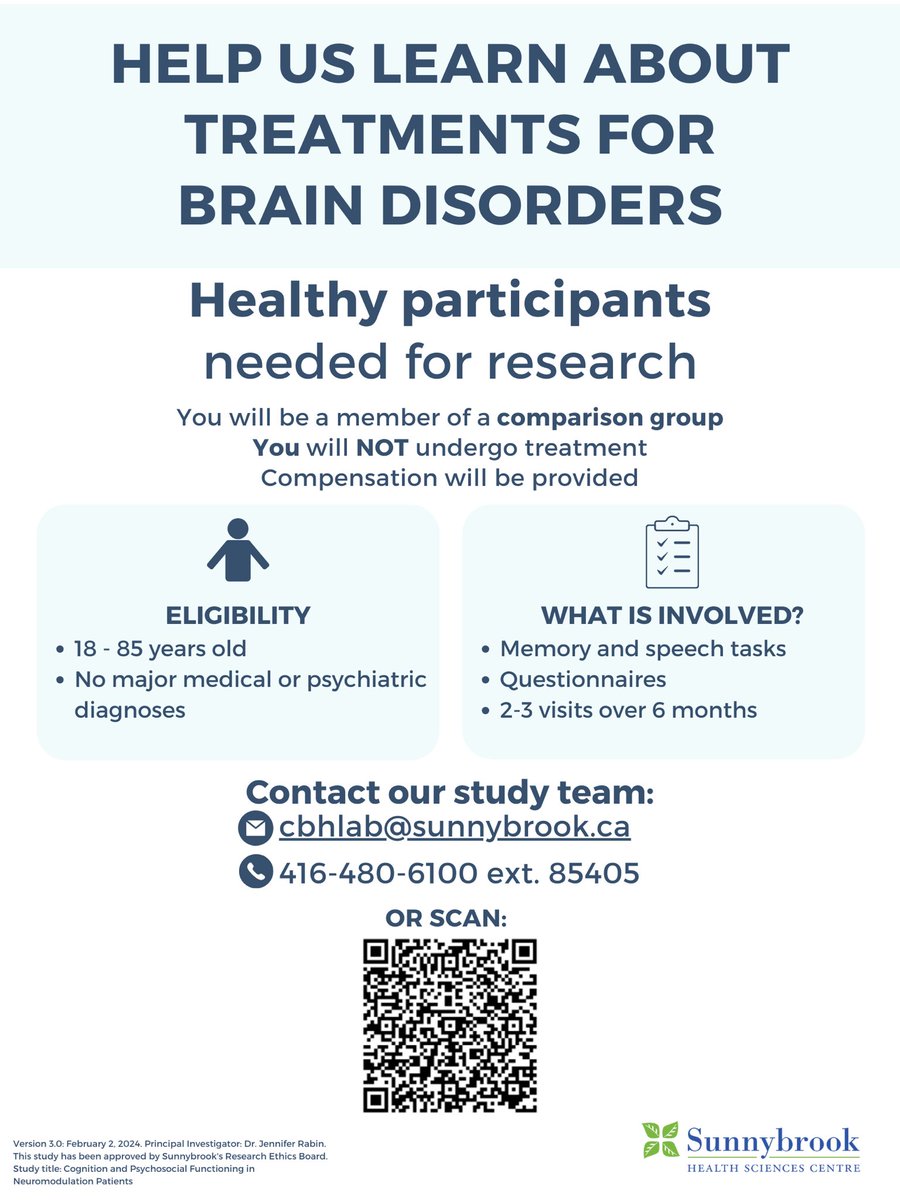 Cognitive Brain Health Lab (@rabinlab) on Twitter photo 📣We are recruiting healthy male participants for research!📣
✔️ 18 - 85 years old
✔️ No major medical or psych diagnosis
💰 Compensation provided
‼️ We are looking for MALE participants‼️
<a href="/Sunnybrook/">Sunnybrook Health Sciences Centre</a> 📣We are recruiting healthy male participants for research!📣
✔️ 18 - 85 years old
✔️ No major medical or psych diagnosis
💰 Compensation provided
‼️ We are looking for MALE participants‼️
<a href="/Sunnybrook/">Sunnybrook Health Sciences Centre</a>