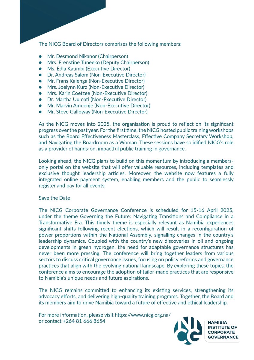 NICG Announces New Chairmanship and Strategic Focus for 2025.