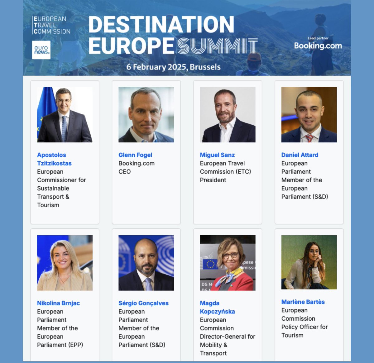 Booking.com Public Affairs (@bookingcompa) on Twitter photo ๐ Mark your calendars: the 2nd edition of the #DestinationEuropeSummit by <a href="/ETC_Corporate/">European Travel Commission (ETC)</a> & <a href="/euronews/">euronews</a> is coming up soon
Join policymakers, industry leaders & destination experts to tackle the key challenges and shape the future of ๐ช๐บ tourism
๐๏ธ 6 Feb 2025
๐ Brussels ๐ Mark your calendars: the 2nd edition of the #DestinationEuropeSummit by <a href="/ETC_Corporate/">European Travel Commission (ETC)</a> & <a href="/euronews/">euronews</a> is coming up soon
Join policymakers, industry leaders & destination experts to tackle the key challenges and shape the future of ๐ช๐บ tourism
๐๏ธ 6 Feb 2025
๐ Brussels